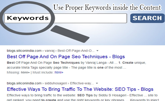 Use Proper Keywords inside the content